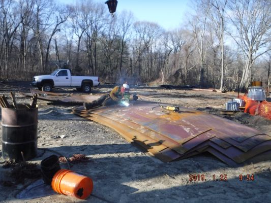 January 2019 - Steel sheets being welded together to form the tank