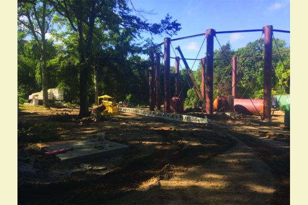 Wheatley Tank – October 2018 - The first row of support legs installed.