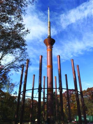 Wheatley Tank – November 2018 - Center riser installed with lifting crane attached.