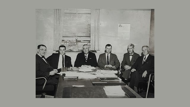 1963 – Commissioner Charles Kiel, Commissioner Edward P. Bracken Jr., Chairman Howard P. Kreutzer, Engineer Sidney Browne Jr., Engineer John Gregg and Attorney Shelby Coates