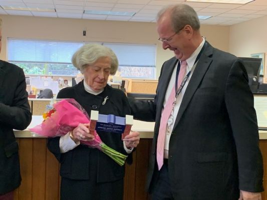 Left to right: Mrs. Joan Bartilucci and Jericho Water District Commissioner James Asmus.