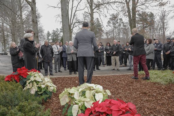 Joe Saladino, Supervisor of the Town of Oyster Bay, addresses the crowd.